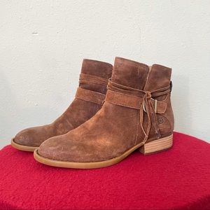 Born Brown Leather Buckle & Tassel Boots, Suede, 10M